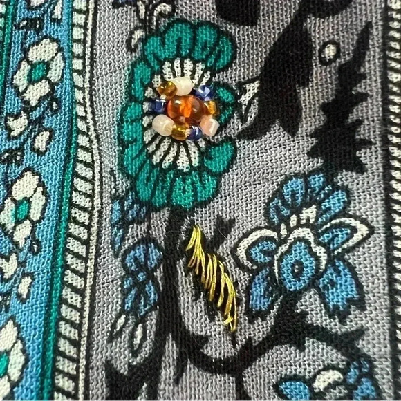 SALE! Aratta Silent Journey Floral Embroidered Sheer Back W/Velvet Tunic Top M - Picture 5 of 15